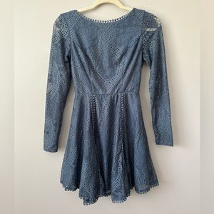 Long Sleeve Lace Dress Blue